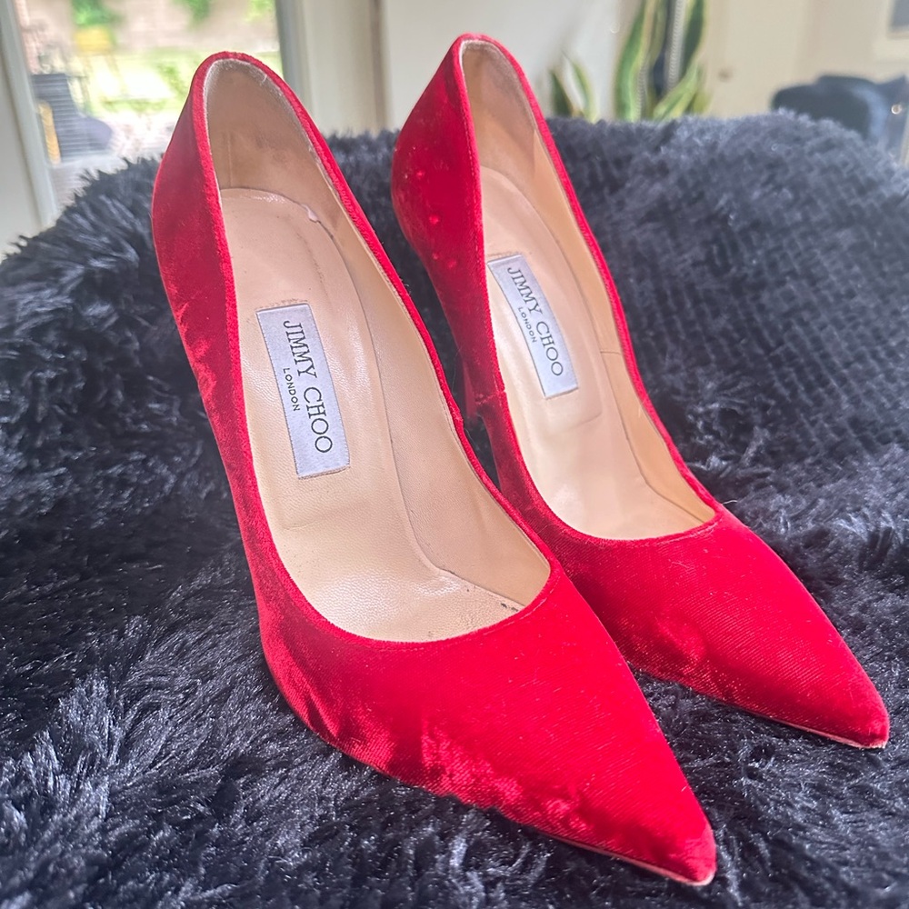 Jimmy Choo - Authentic Red Velvet Pumps